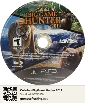 Cabela's Big Game Hunter 2012 PlayStation 3, NTSC disc