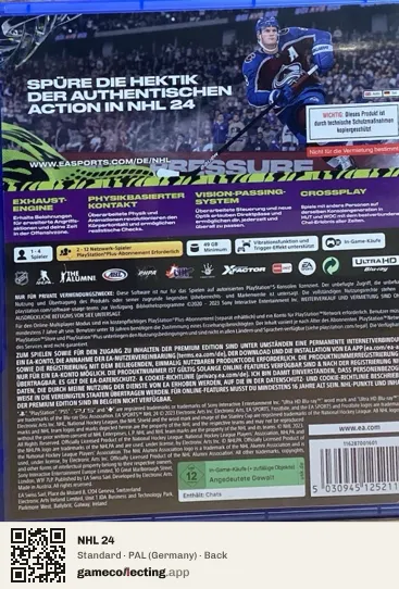 NHL 24 PlayStation 5, Germany box back