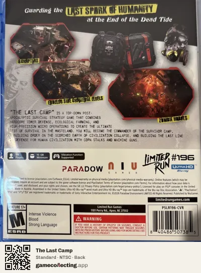The Last Camp PlayStation 5, NTSC box back
