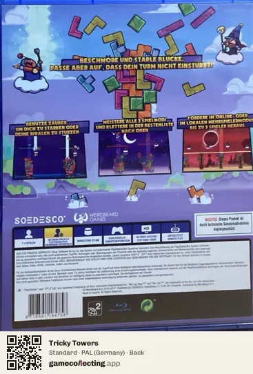 Tricky Towers PlayStation 4, Germany box back