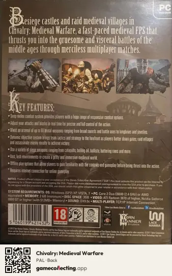 Chivalry: Medieval Warfare Computer, PAL box back