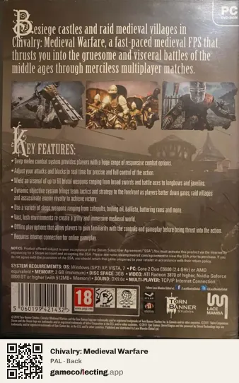 Chivalry: Medieval Warfare Computer, PAL box back