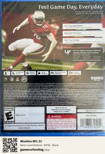 Madden NFL 21 PlayStation 5, NTSC box back