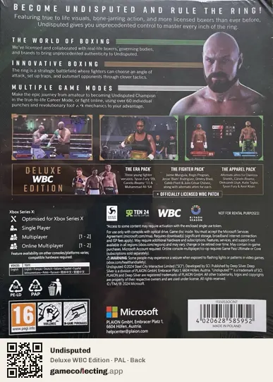 Undisputed Xbox Series X, PAL box back