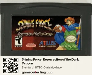 Shining Force: Resurrection of the Dark Dragon Game Boy Advance, NTSC cartridge label