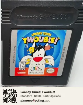 Looney Tunes: Twouble! Game Boy Color, NTSC cartridge label