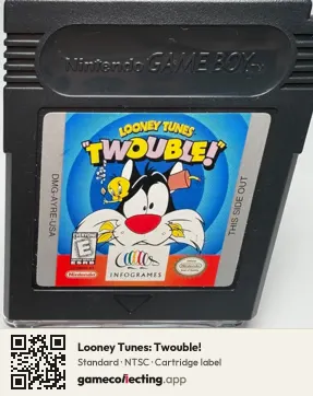 Looney Tunes: Twouble! Game Boy Color, NTSC cartridge label