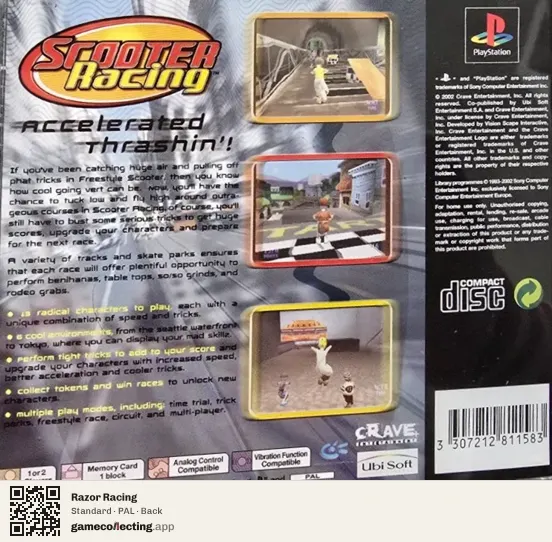Razor Racing PlayStation, PAL box back