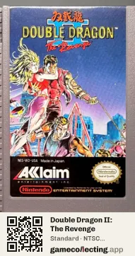 Double Dragon II: The Revenge Nintendo Entertainment System, NTSC cartridge label