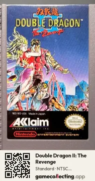 Double Dragon II: The Revenge Nintendo Entertainment System, NTSC cartridge label