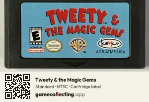 Tweety & the Magic Gems Game Boy Advance, NTSC cartridge label