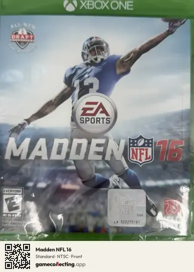 Madden NFL 16 Xbox One, NTSC box front