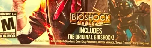 BioShock Infinite, the ESRB box on its front