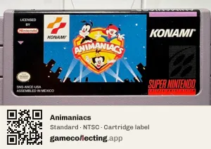 Animaniacs Super Nintendo Entertainment System, NTSC cartridge label