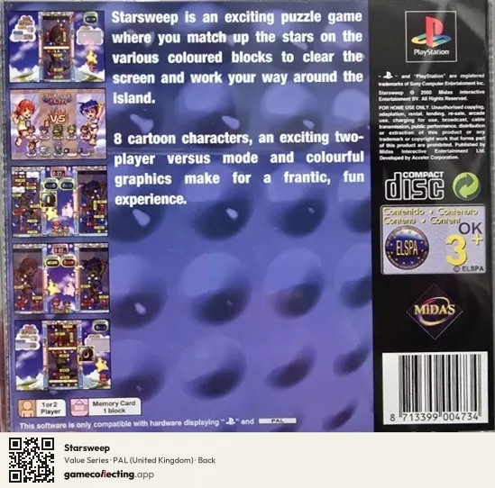 Starsweep PlayStation, United Kingdom box back