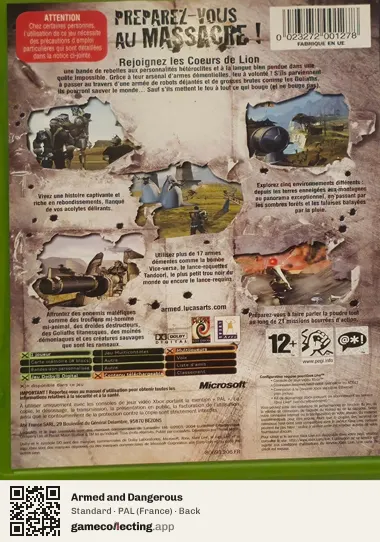 Armed and Dangerous Xbox, France box back