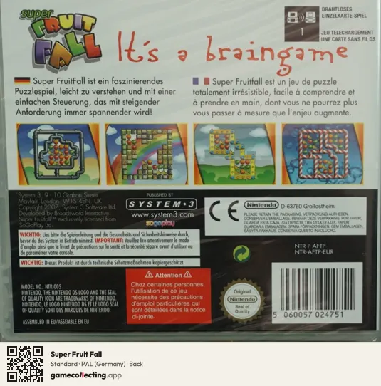 Super Fruit Fall Nintendo DS, Germany box back
