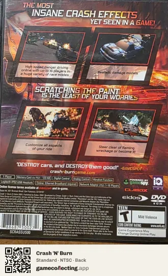 Crash 'N' Burn PlayStation 2, NTSC box back