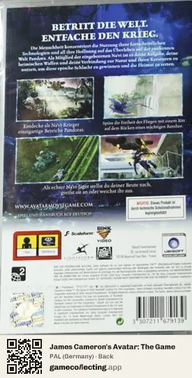 James Cameron's Avatar: The Game PlayStation Portable, Germany box back