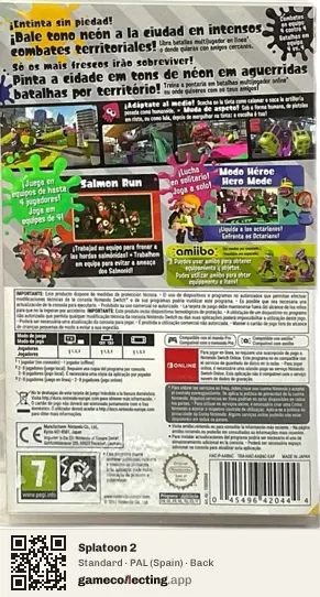 Splatoon 2 Nintendo Switch, Spain box back