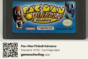 Pac-Man Pinball Advance Game Boy Advance, NTSC cartridge label