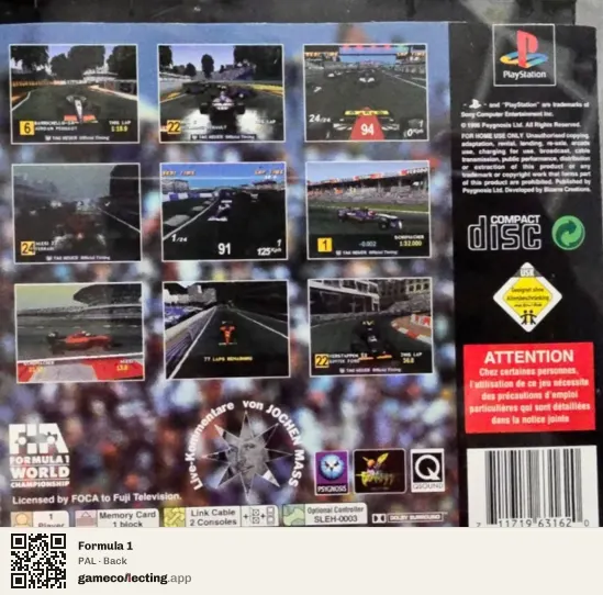 Formula 1 PlayStation, PAL box back