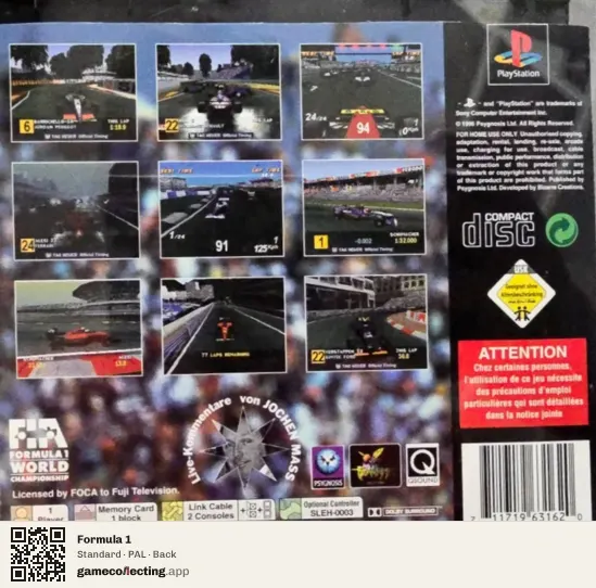 Formula 1 PlayStation, PAL box back