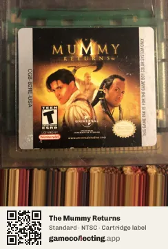 The Mummy Returns Game Boy Color, NTSC cartridge label