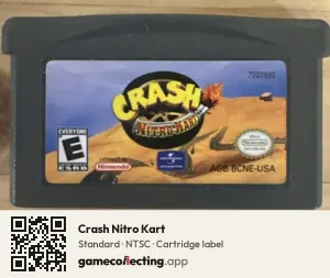 Crash Nitro Kart Game Boy Advance, NTSC cartridge label