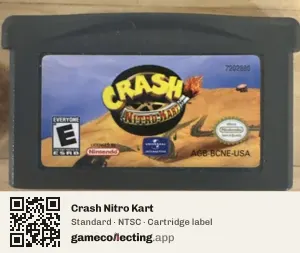 Crash Nitro Kart Game Boy Advance, NTSC cartridge label