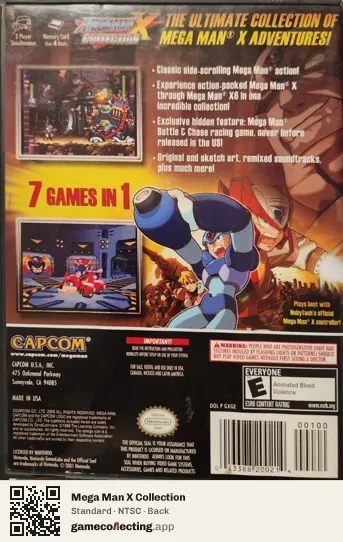 Mega Man X Collection Nintendo GameCube, NTSC box back