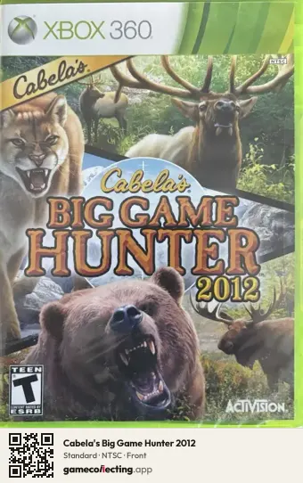 Cabela's Big Game Hunter 2012 Xbox 360, NTSC box front