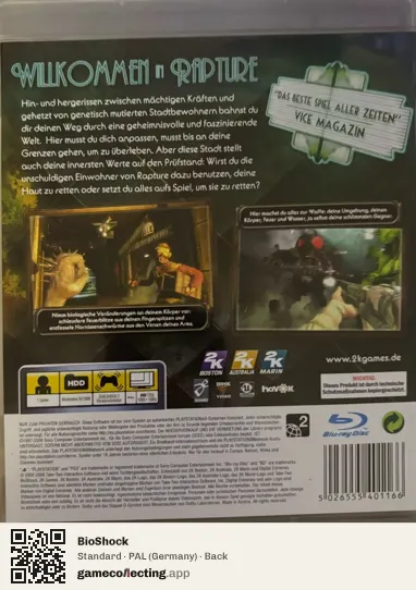 BioShock PlayStation 3, Germany box back