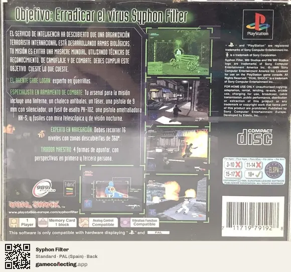 Syphon Filter PlayStation, Spain box back