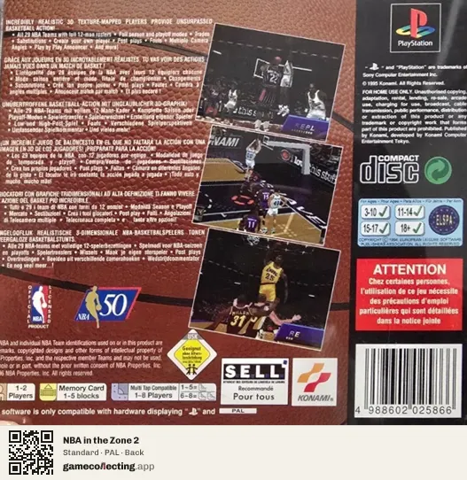 NBA in the Zone 2 PlayStation, PAL box back