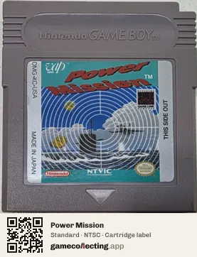Power Mission Game Boy, NTSC cartridge label