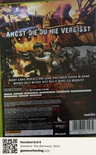 Resident Evil 5 Xbox 360, Germany box back