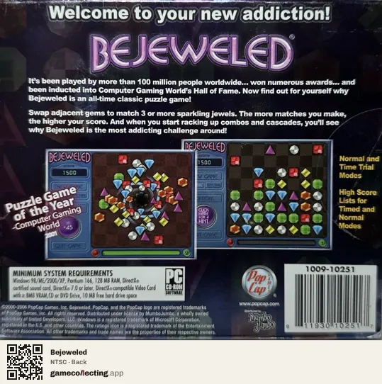 Bejeweled Computer, NTSC box back