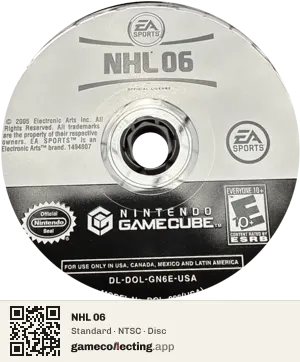 NHL 06 Nintendo GameCube, NTSC disc