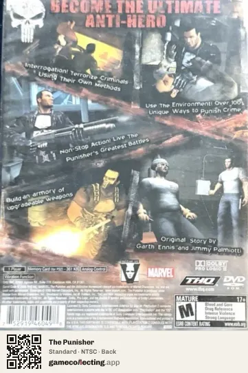 The Punisher PlayStation 2, NTSC box back