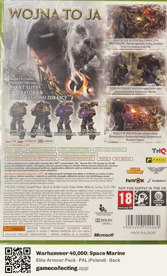 Warhammer 40,000: Space Marine Xbox 360, Poland box back