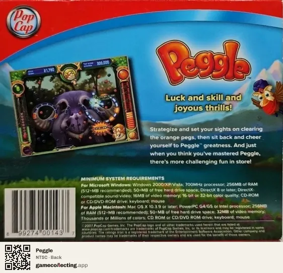 Peggle Computer, NTSC box back