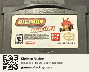 Digimon Racing Game Boy Advance, NTSC cartridge label