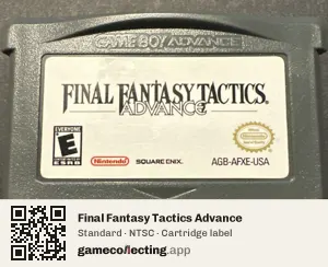 Final Fantasy Tactics Advance Game Boy Advance, NTSC cartridge label