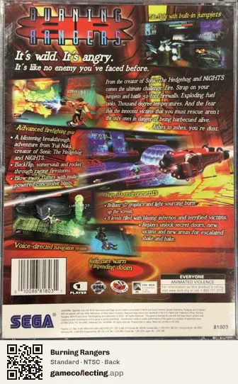 Burning Rangers Sega Saturn, NTSC box back