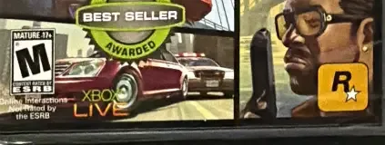 Grand Theft Auto IV, the ESRB box on its front