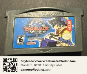 Beyblade VForce: Ultimate Blader Jam Game Boy Advance, NTSC cartridge label