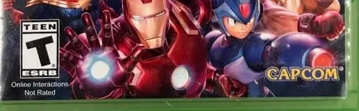 Marvel vs. Capcom: Infinite, the ESRB box on its front