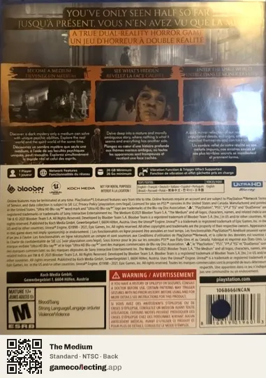 The Medium PlayStation 5, NTSC box back