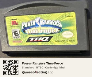 Power Rangers Time Force Game Boy Advance, NTSC cartridge label